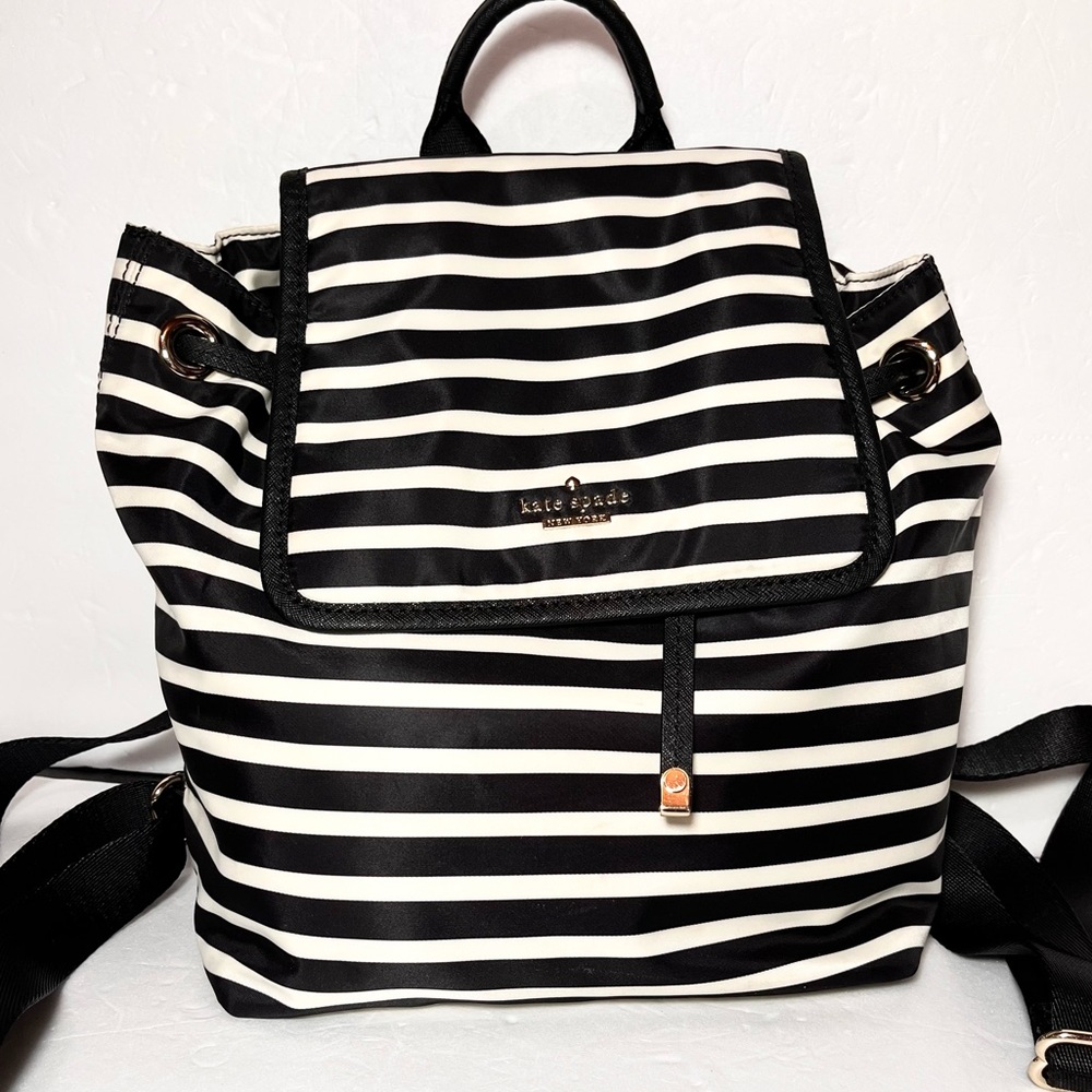kate spade Black and White Striped Backpack